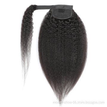 Raw Virgin Indian Brazilian Human Hair wrap Ponytail, Wholesale Human Hair Drawstring Ponytail, Human Hair Ponytail